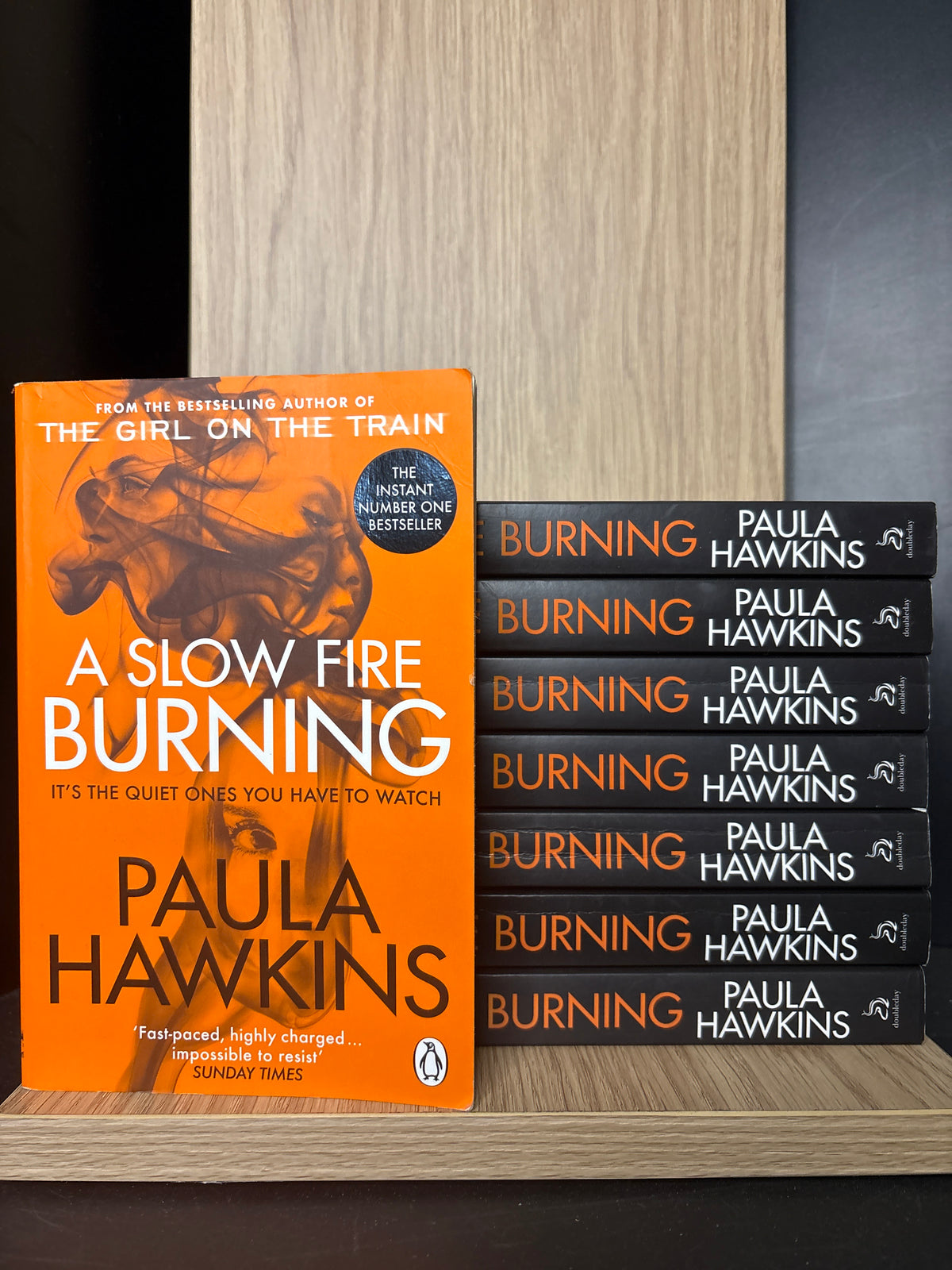 Book Club 8 Pack: HAWKINS, Paula 'A Slow Fire Burning Large Paperback and Medium Paperback editions (Min. condition: Fair)