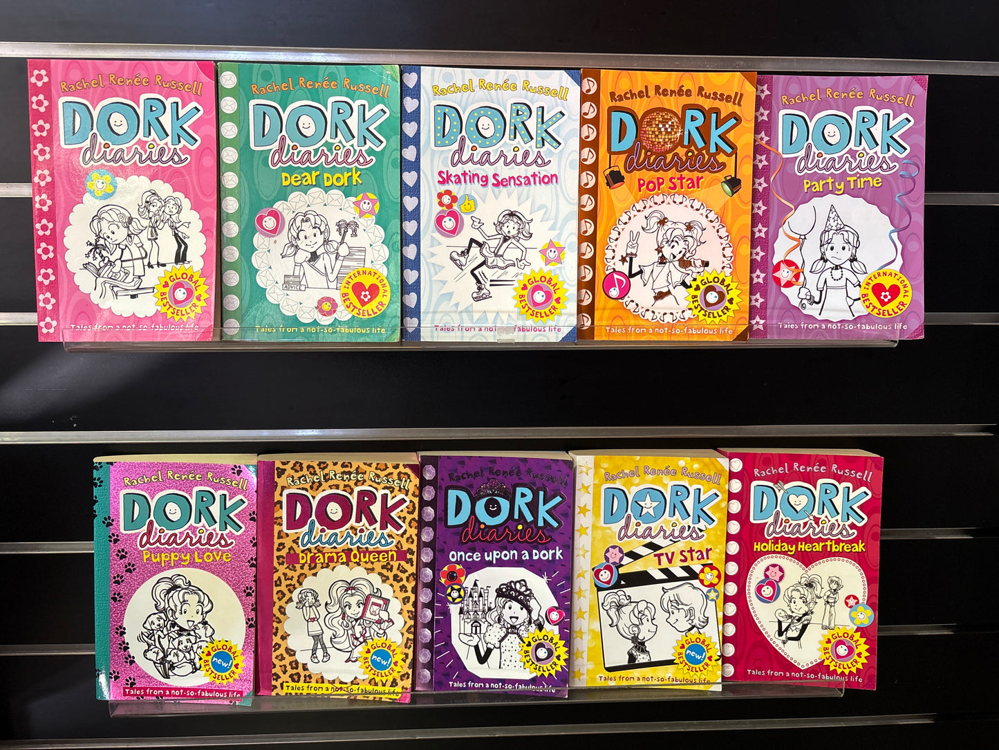 RUSSELL, Rachel Renée - Bundle of 10 - Assorted Titles in The Dork Diaries Series (Min. fair condition)