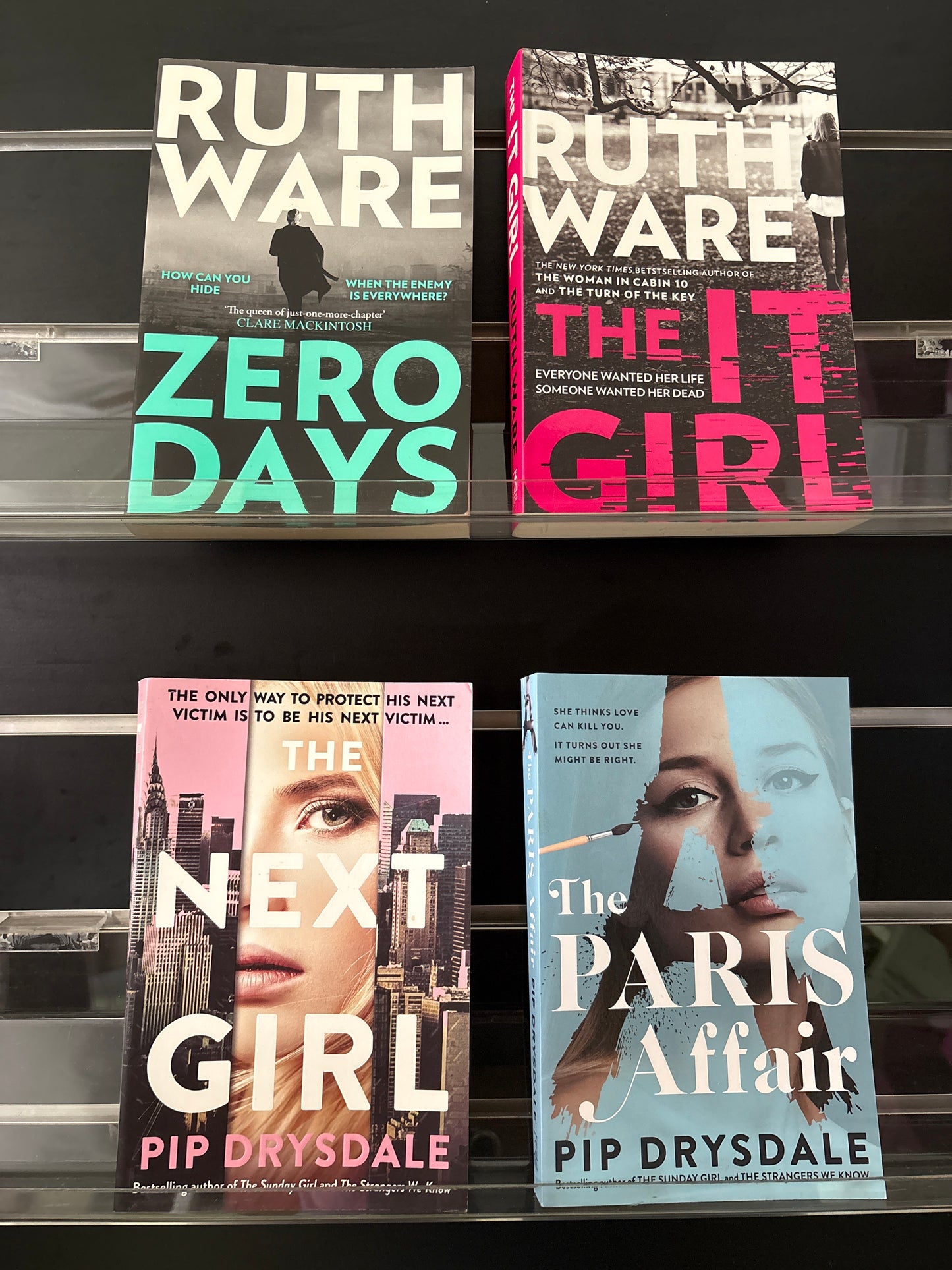DUO THRILLER PACK - WARE, Ruth and DRYSDALE, Pip  Assorted Titles Bundle of 4 (Min. good condition)