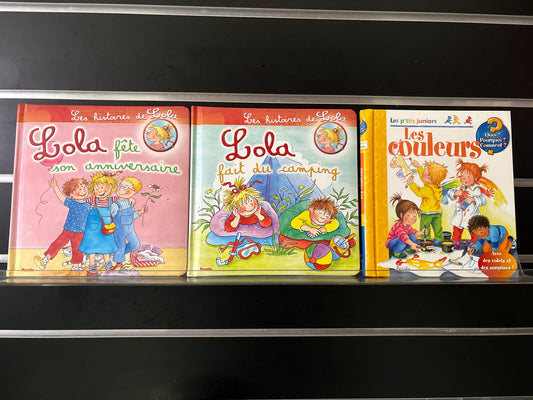 FRENCH TEXT: 'Les Histores de Lola' Series Assorted Titles Plus Bonus Title Bundle of 3 (Min. fair condition)