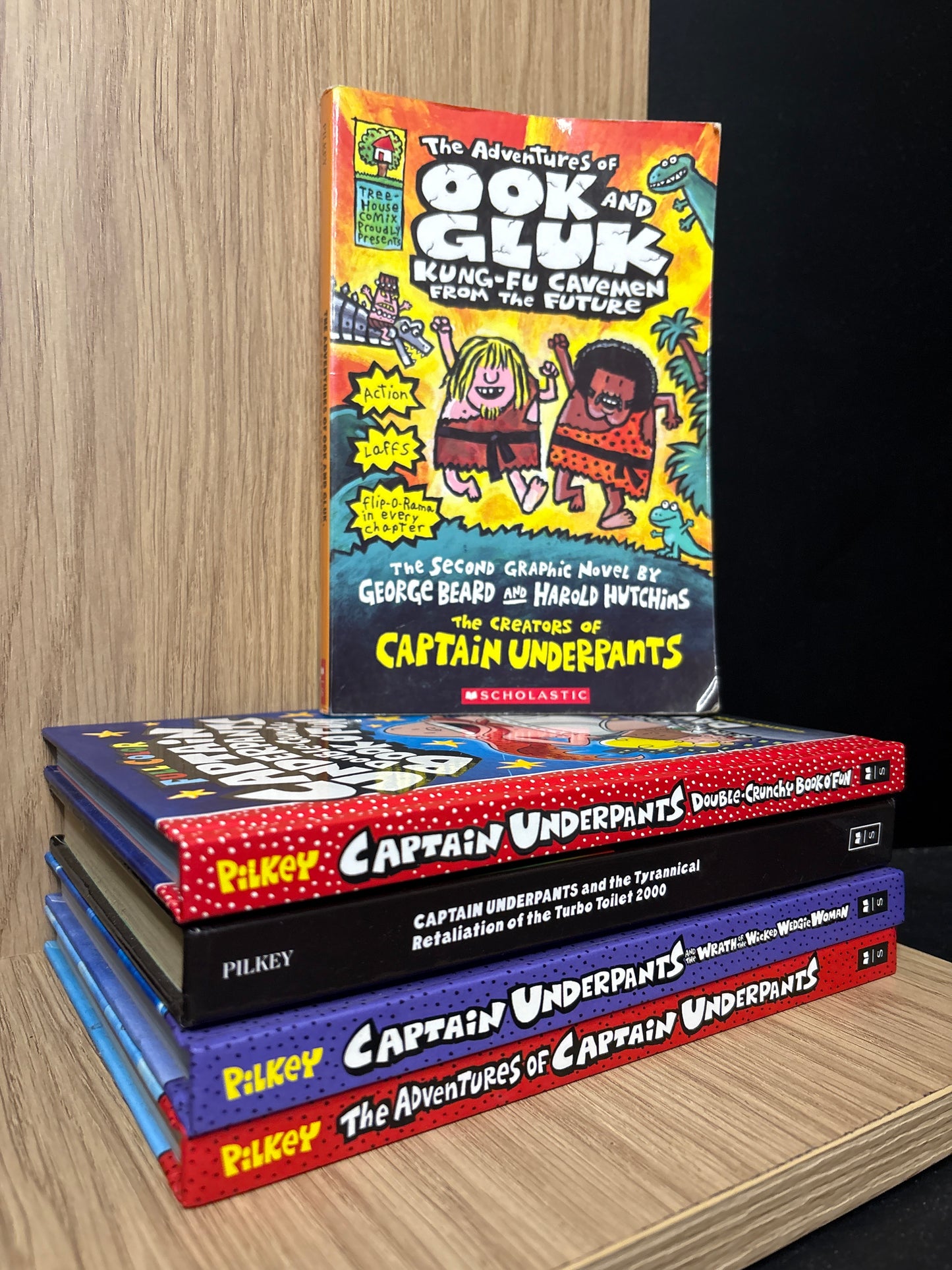 PILKEY, Dav 'Captain Underpants' Assorted Standalone Titles + Bonus 'Ook and Gluk' Bundle of 5 (Min. fair condition)