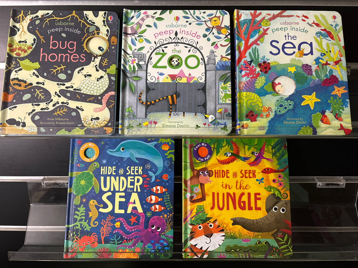 USBORNE 'Peep Inside' and 'Hide and Seek' Assorted Standalone Titles Bundle of 5 (Min. good condition)