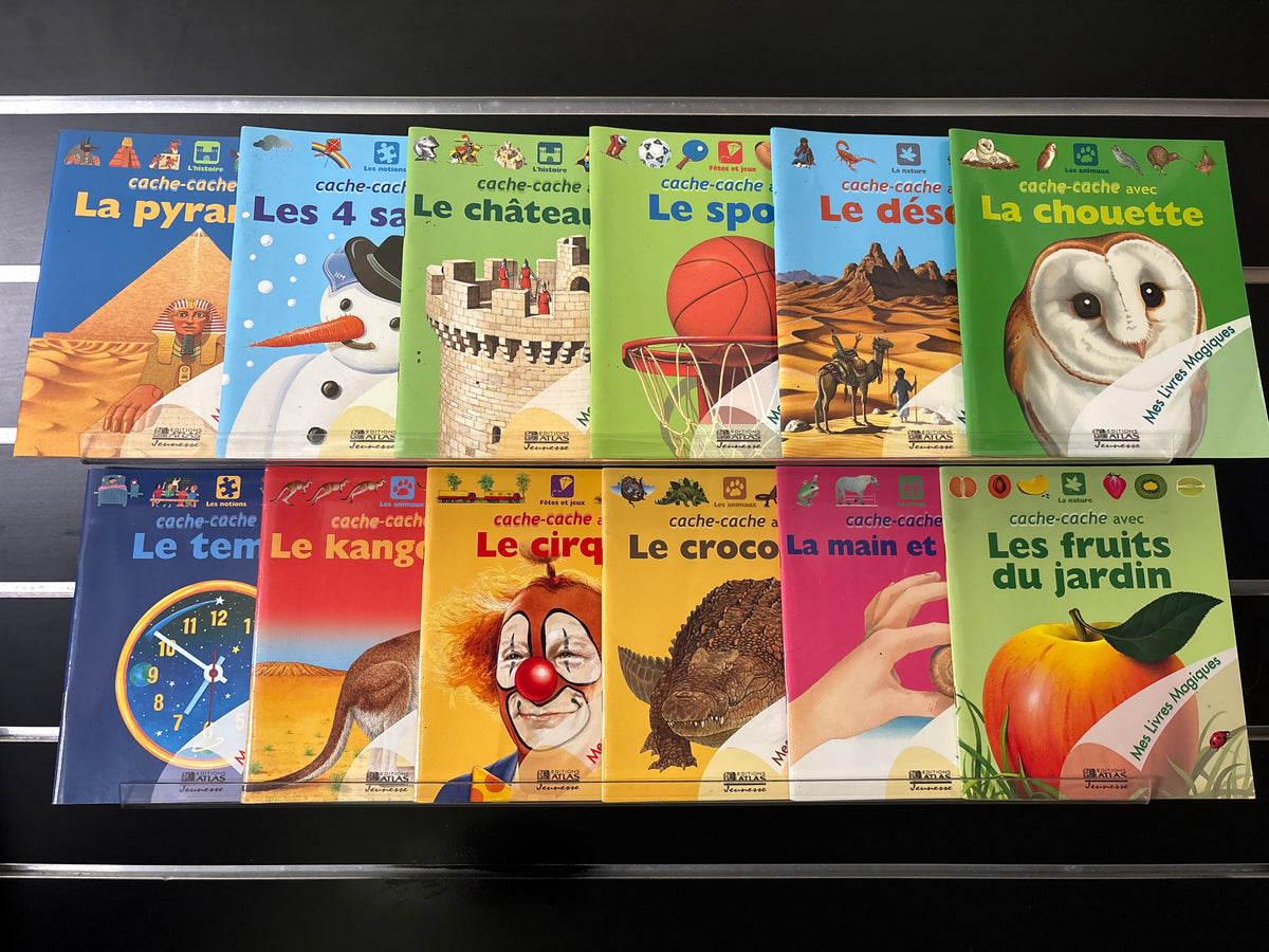 FRENCH 'Mes Livres Magique- Cache-cache avec...' Assorted Standalone Titles Bundle of 12 (Min. good condition)