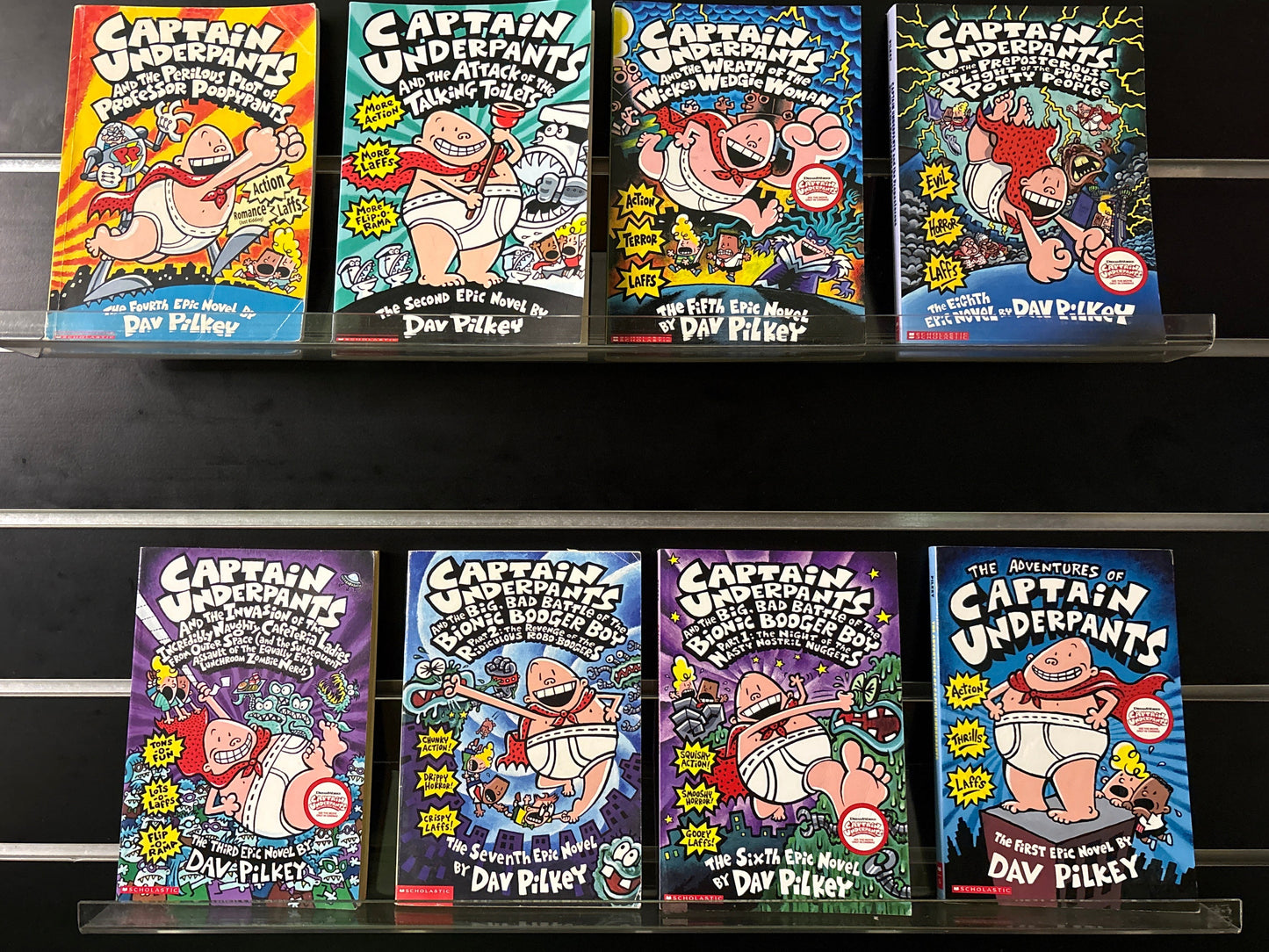 PILKEY, Dav 'Captain Underpants' Assorted Titles Bundle of 8 (Min. fair condition)