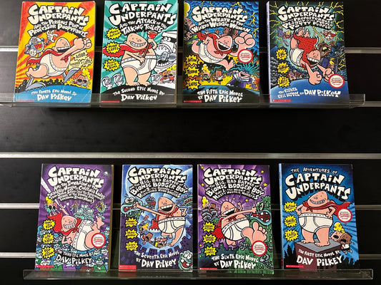 PILKEY, Dav 'Captain Underpants' Assorted Titles Bundle of 8 (Min. fair condition)