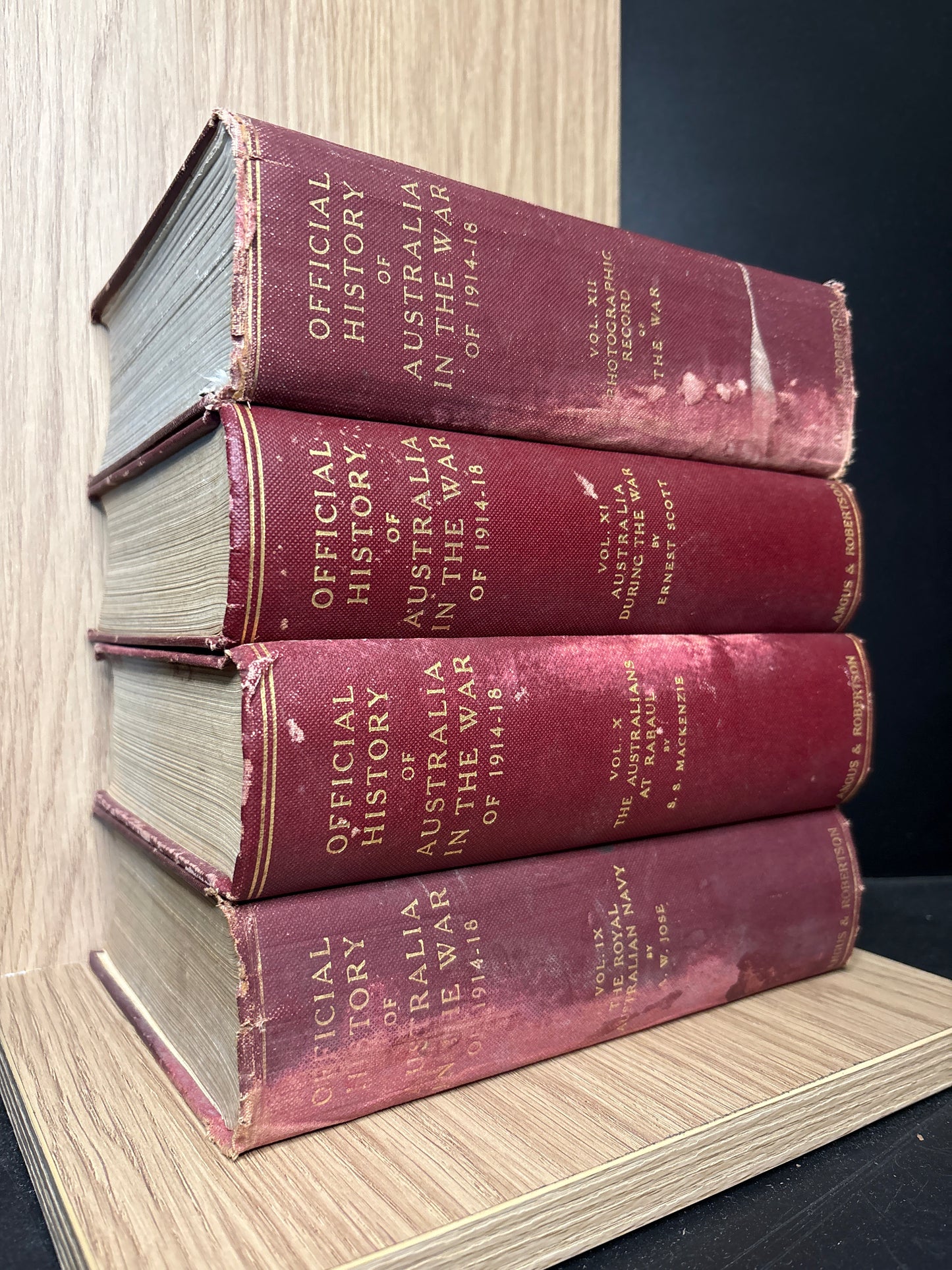 OFFICIAL HISTORY OF AUSTRALIA IN THE WAR 1914-1918 #IX-XII Bundle of 4 (Min. fair condition)