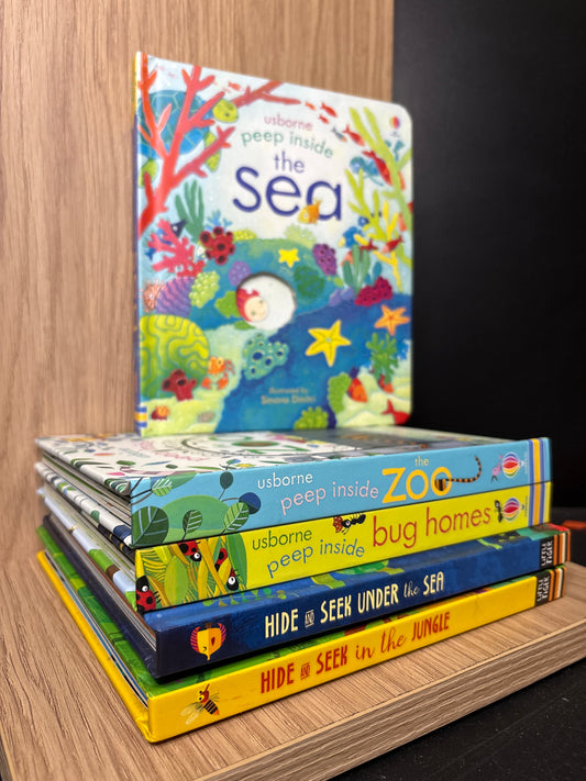 USBORNE 'Peep Inside' and 'Hide and Seek' Assorted Standalone Titles Bundle of 5 (Min. good condition)