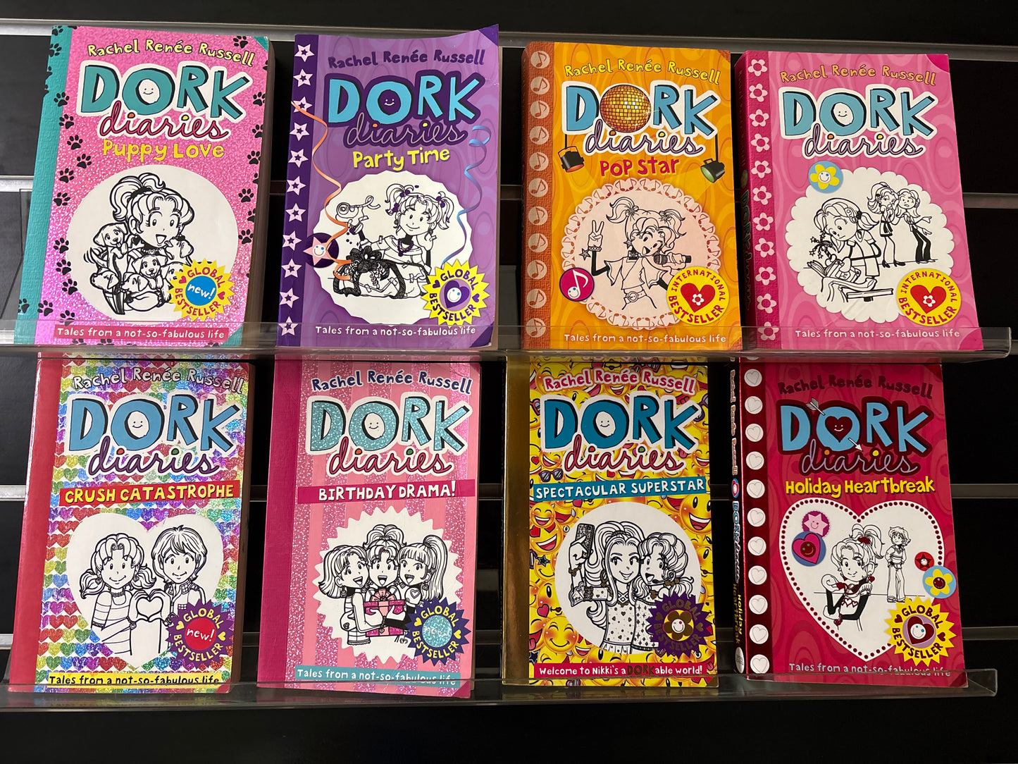 RUSSELL, Rachel Renée  'Dork Diary' Series Assorted Titles Bundle of 8  (Min. fair condition)