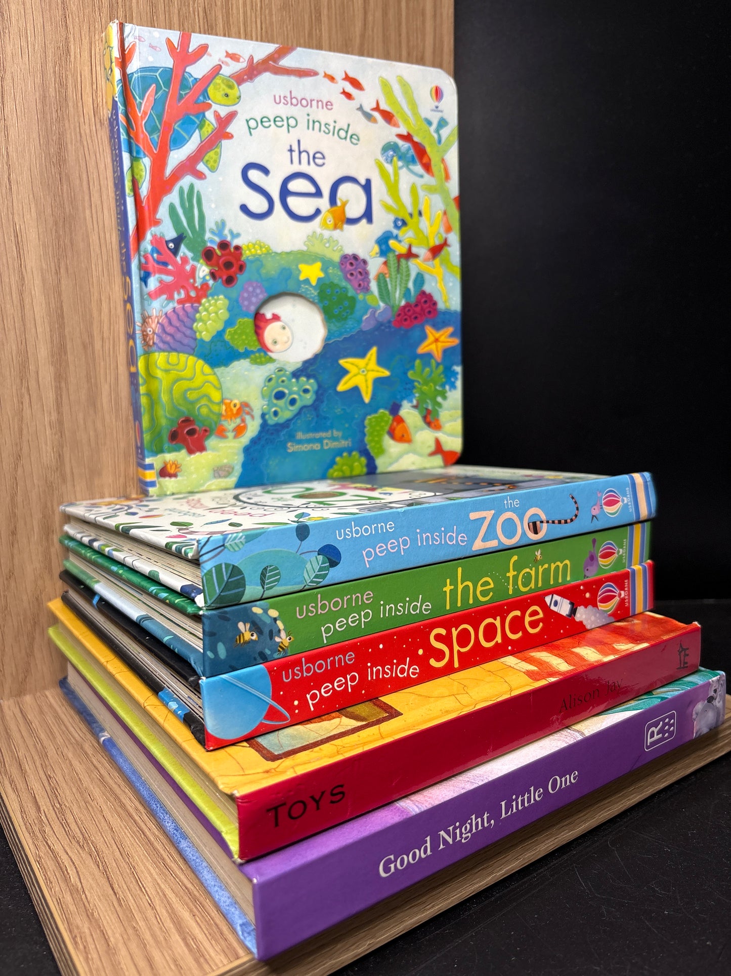 USBORNE PEEP INSIDE Series Assorted Titles plus 2 Bonus books Bundle of 6 (Min. fair condition)