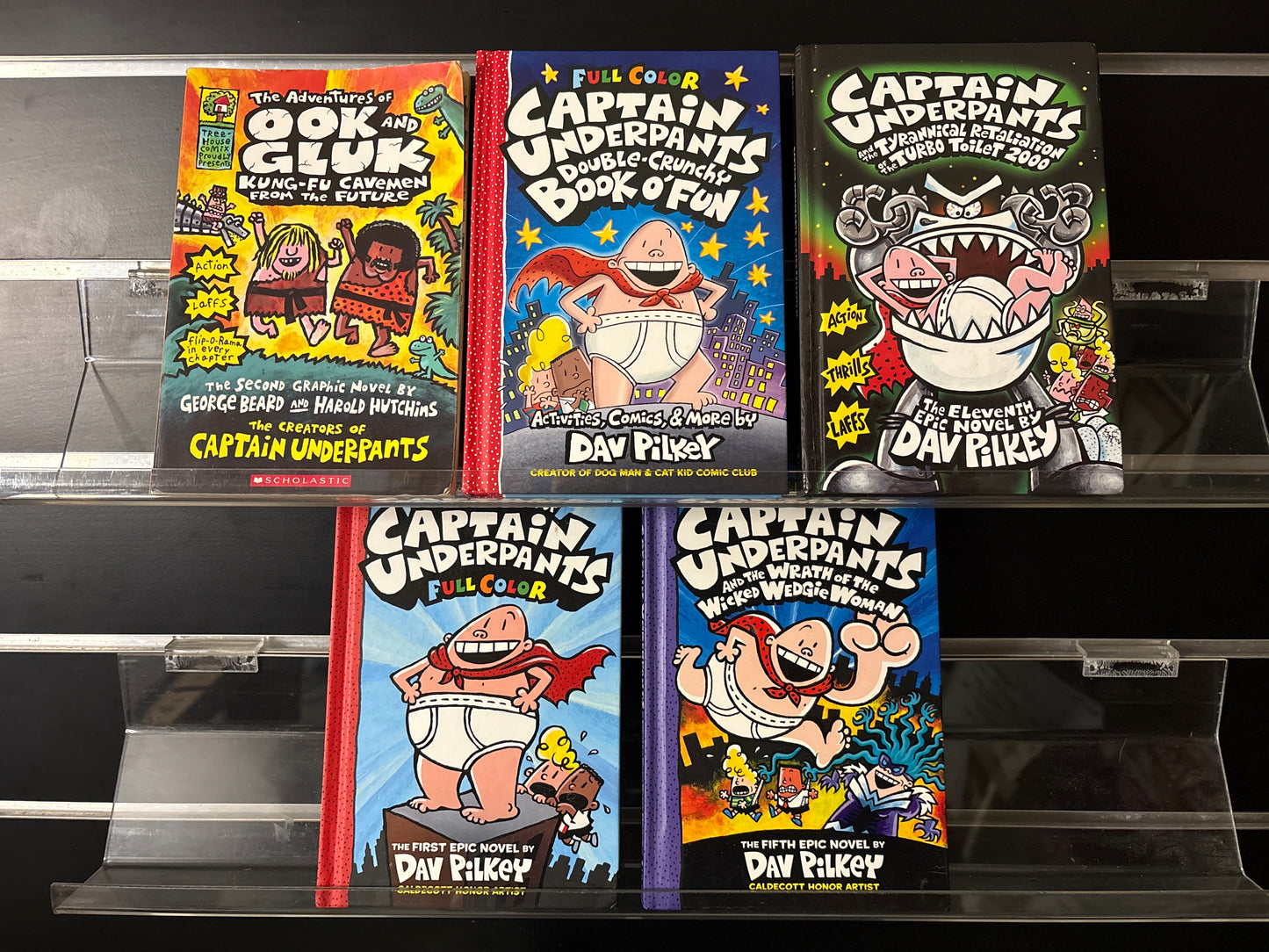 PILKEY, Dav 'Captain Underpants' Assorted Standalone Titles + Bonus 'Ook and Gluk' Bundle of 5 (Min. fair condition)