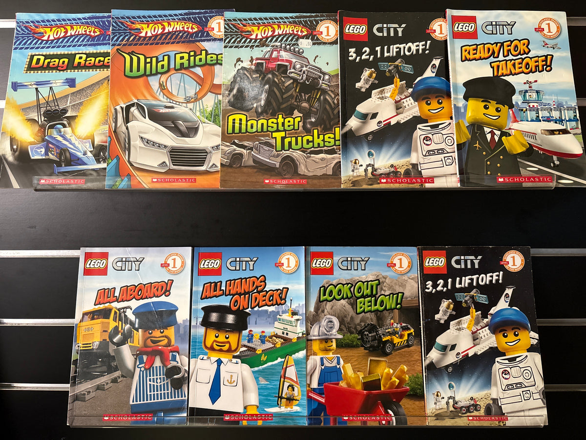 SCHOLASTIC LEVEL 1 SERIES: LEGO + HOTWHEELS Bundle of 9 (Min. good condition)