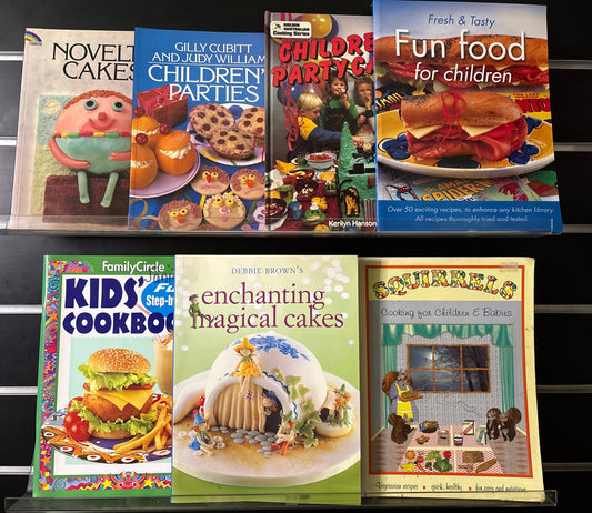 KIDS COOKBOOKS Assorted Cakes and Party Titles Bundle of 7 (Min. Fair condition)